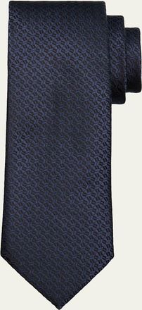 Ermenegildo Zegna Mens Tonal Geometric Jacquard Silk Tie
