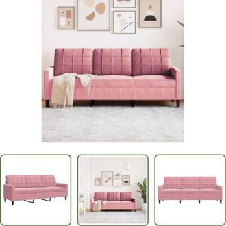 vidaXL vidaXL Divano in velluto - Divano a 3 Posti rosa 180 cm in Velluto