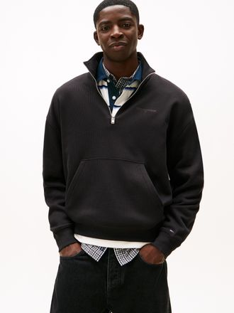 Tommy Jeans Sweatshirt TOMMY JEANS TJM 90S SCRIPT RIB FLEECE, Herren, Gr. XXL, schwarz, Sweatware, Obermaterial: 80% Baumwolle, 20% Polyester, normal, B&uuml;ndchen, S