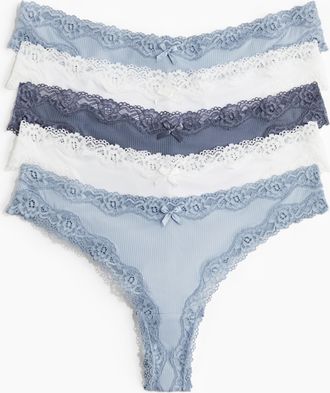 H&M 5er-Pack Brazil Slips aus Mikrofaser und Spitze - Blue
