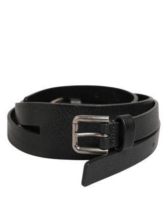 Dolce & Gabbana Black Double Strap Leather Gold Buckle Mens Belt