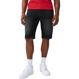 True Religion Ricky Straight Leg Denim Shorts in Albarn Black Wash at Nordstrom, Size 32