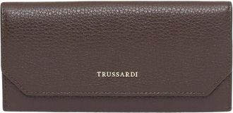 Trussardi Gouden Metalen Logo Portemonnee - Dames - Portefeuilles - Bruin - ONE Size - Leer - Accessoires