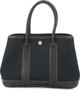 Herm&egrave;s Garden Black Toile Officier Negonda Leather Tote Bag (Pre-Owned)