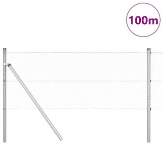 Berkfield Home Hexagon Fence 0.6x100 m Galvanised Steel in Silver