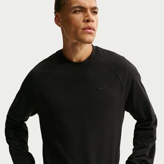 Nike Mens Primary NanoKnit Dri-FIT UV Protection Long-Sleeve Performance Top in Black | II1302-010