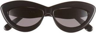 Loewe Curvy 54mm Cat Eye Sunglasses in Shiny Black /Smoke at Nordstrom Rack