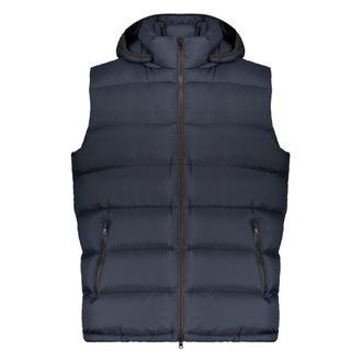 Herno Vests, male, Blue, Size: 3XL Hooded Down Vest