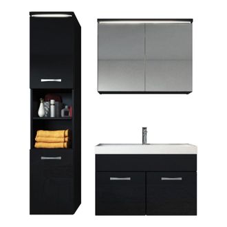 Badplaats Badplaats - Mobile da bagno Paso 80cm Nero Lucido - armadio mobiletto lavabo