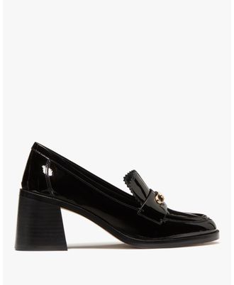 Kate Spade New York Womens Hallie Patent Leather Heeled Loafer - Black - Size UK 8.5