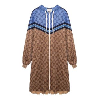 Gucci (WMNS) Gucci Technical Jersey GG Long Jacket Blue Camel 550604-XJADG-2144