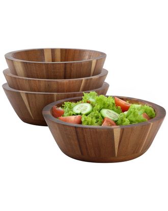 MegaChef 4Pc 6.75In Acacia Wood Salad Bowl Set