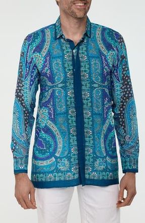 Ranee&rsquo;s Paisley Button-Up Resort Shirt in Blue at Nordstrom Rack, Size X-Large