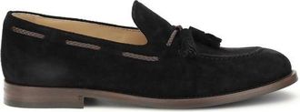 Brunello Cucinelli Black Calf Leather Bos Taurus Slip-On Mens Loafers