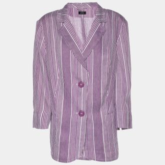 Basler Purple Stripe Linen Blend Single Breasted Blazer