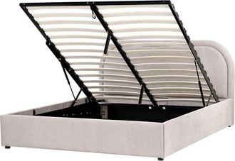 Beliani Ottoman Bed Fabric QUILLIEN 140 x 200 cm (EU Double) Taupe