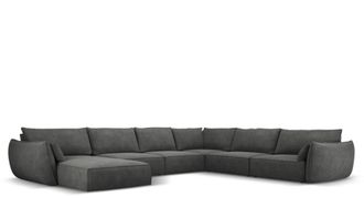 BLOOMINGLOFT Grosses 8-Sitzer Design Panoramasofa Vanda mit lange Seite rechts - Chenille-Bezug