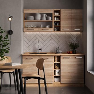 Vicco Cocina Vers&aacute;til R-line, Roble Sonoma/goldkraft, 160 Cm, Et Roble, Vicco