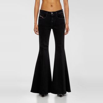 Diesel Flare Jeans Low Waist 1970 D-Bleess, Black/Dark grey, Zip fly