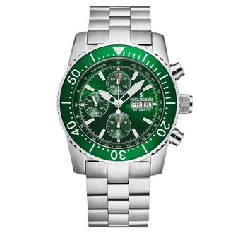 Revue Thommen Diver Chronograph Automatic Green Dial Mens Watch 17030.6132