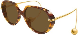 Bottega Veneta Ovale Zonnebril - unisex - Accessoires - Bruin - Maat: 60 MM