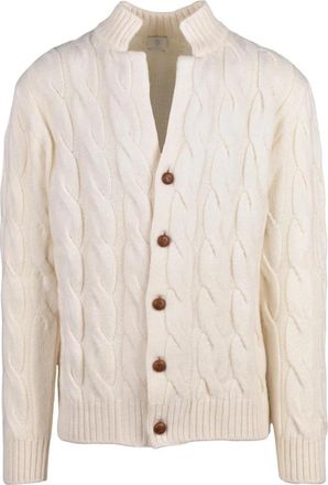 Eleventy Cardigan met knopen - Heren - Vesten - Wit - XL - Wol - Truien & Vesten