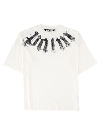 Palm Angels White Distressed Gothic Graphic Cotton T-Shirt