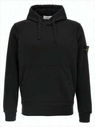 Stone Island Black Hoodie With Drawstring Hood