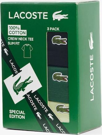 Lacoste Mens Lacoste 3-Pack Slim Fit Undershirts - Green - Size: 36