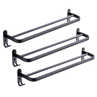 OEM Toallero Doble De Aluminio Negro De 3 X 60 Cm Para Montaje En Pared Con Gancho, Ideal Para El Hogar, Hotel, Ba&ntilde;o O Ducha