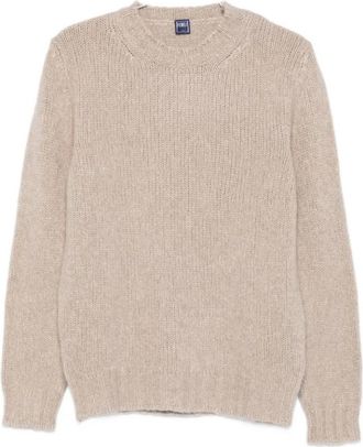 Fedeli Stijlvolle Sweater Mu 006411 - Heren - Cashmere truien - Bruin - M - Kasjmier - Truien & Vesten