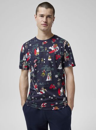 Lindbergh Mens Santa Claus on vacation T-shirt Christmas Collection