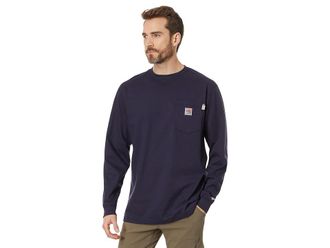Carhartt Work in Progress Flame-Resistant (FR) Force Cotton Long Sleeve T-Shirt Mens T Shirt Dark Navy : 2XL (Reg), Jersey/Cotton