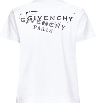 Givenchy Womens White Stamp Print T-Shirt Cotton T-Shirts & Jerseys