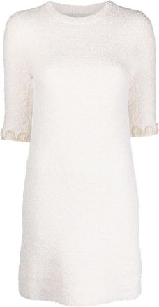 Lanvin floral-embroidered knitted tweed dress - women - Viscose/Cotton/Polyamide/glass - L - White