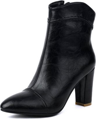 Generic Womens Chunky Heel Western Cowboy Boots Comfortable Retro Mid-calf Boots for Everyday Wear,Black,6.5 UK