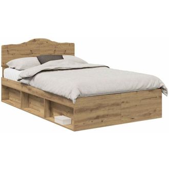 vidaXL Estructura De Cama Con Cabecera Roble Artesanal 120 X 200 Cm Vidaxl