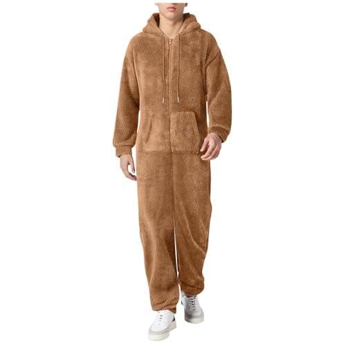 Combinaison Pyjama Polaire Homme Une Pièce Avec Capuche - Fermeture éclair, Chaude Et Douillette - Pour Maison, Loisirs, Hiver (grenouillère/survêtement)