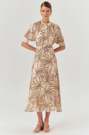 Exquise Drawstring Waist Midi Skirt in Brown-Beige at Nordstrom, Size X-Large