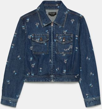 Kate Spade New York Vibrant Buds Embroidered Denim Jacket