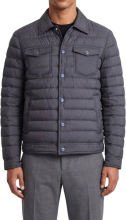 Herno Grey Legend Quilted Denim Casual Jacket