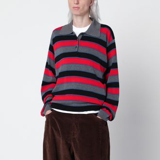 CORDERA Polo oversize a righe multicolore in cotone