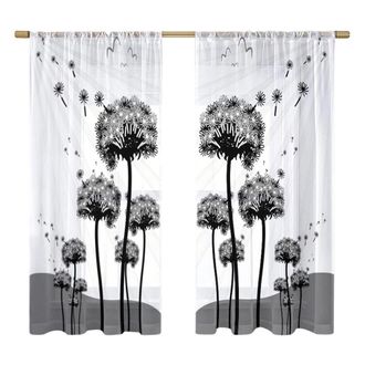 OEM Cortina De Ventana Con Estampado Floral, Panel - Flor 3, 130x160cm