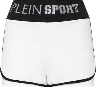 Plein Sport Jogging Shorts - Dames - Korte sportbroeken - Wit - L - Polyester - Fitness