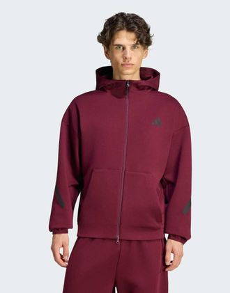 adidas Adidas z.n.e. top da tuta con zip integrale bordeaux-Rosso
