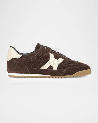 Veronica Beard Natalia Mixed Leather Low-Top Sneakers