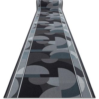 RugsX Rugsx - Runner anti-slip malis gum Geometric grey 67cm grey 67x290 cm