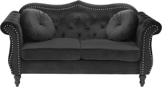 Beliani Sof&aacute; de 2 plazas 2 personas de terciopelo negro