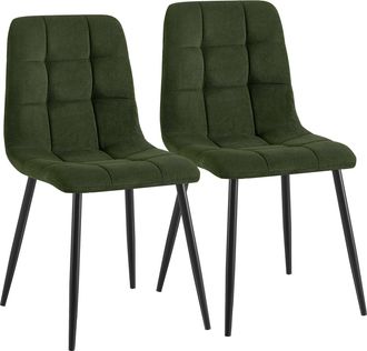 Clp Set De 2 Sillas De Comedor Antibes De Pana Verde