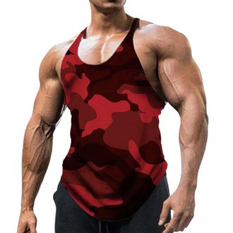 Generic Mens Workout Tank Top Running Bodybuilding Training Sleeveless Shirt Mens Scoop Neck Sleeveless Shirt Camouflage Vest Outdoor Sports Shirt Fitness Top